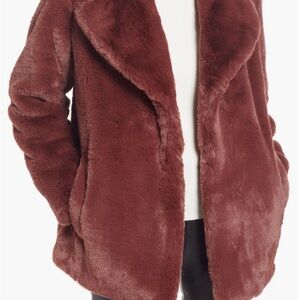 Halogen Plush Faux Fur Jacket in Rich Brown